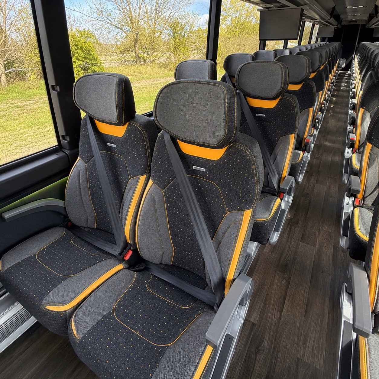 56 passenger charter bus inside